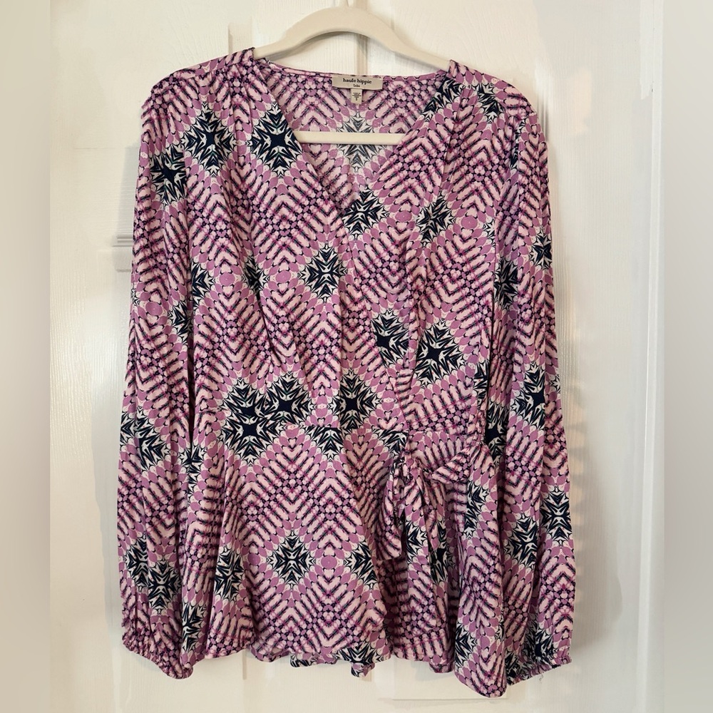 Haute Hippie purple and white bohemian top